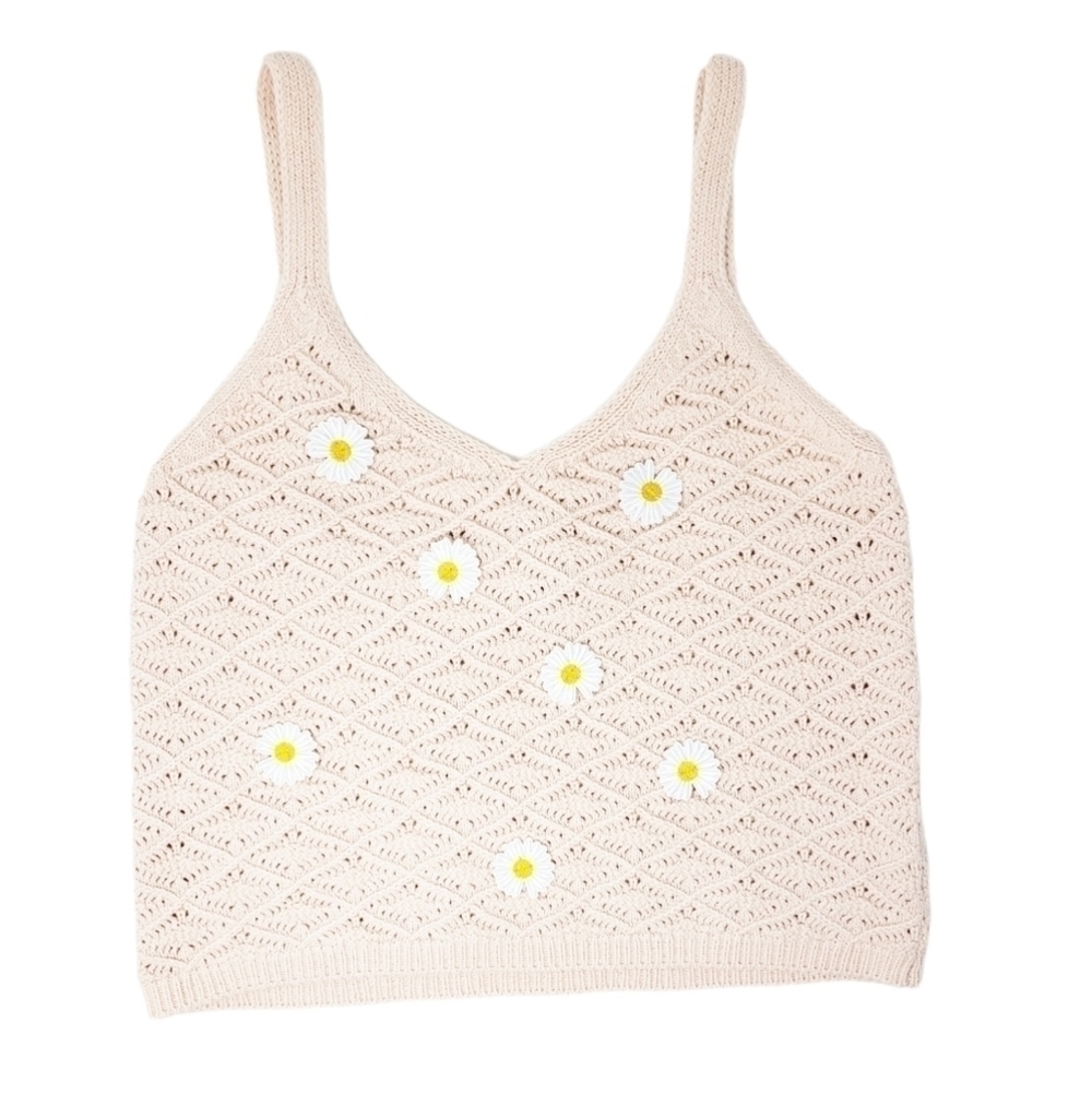 SWEET REPUBLIC crocheted knit crop top daisy y2k